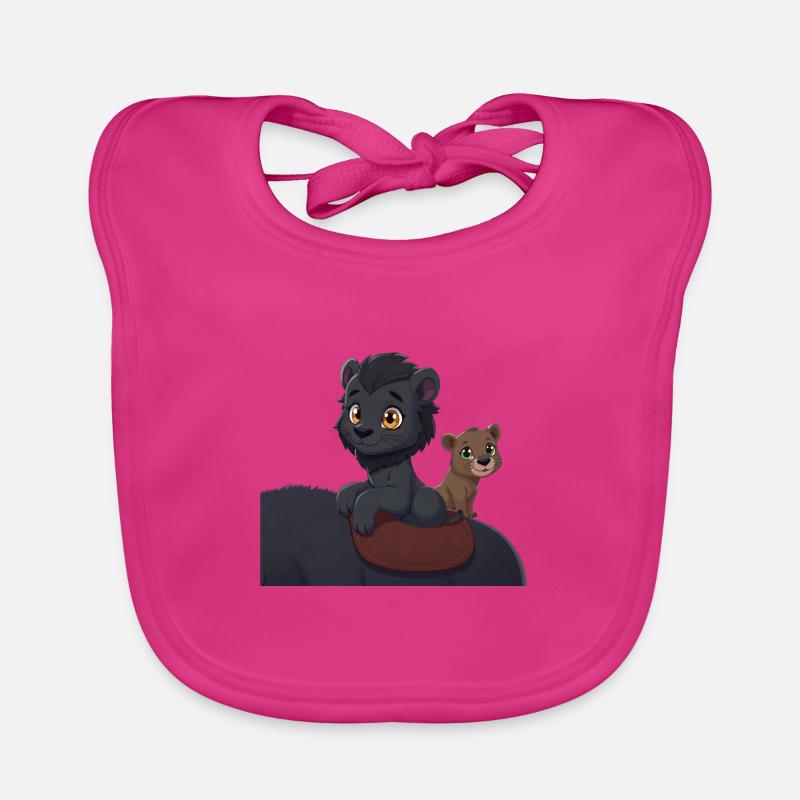 2 cute lions on a back Organic Baby Bibs