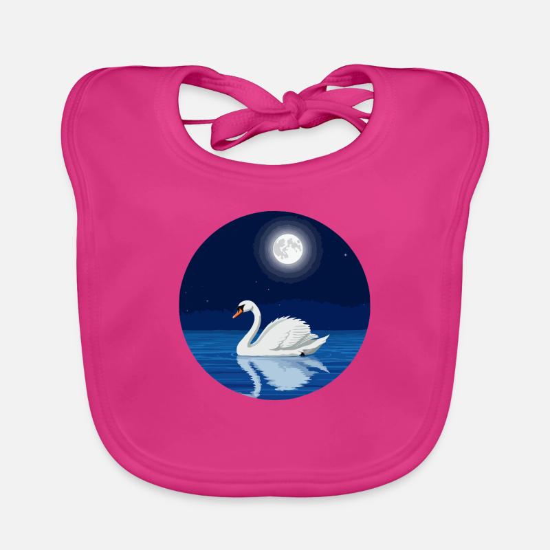 Swan at full moon Organic Baby Bibs