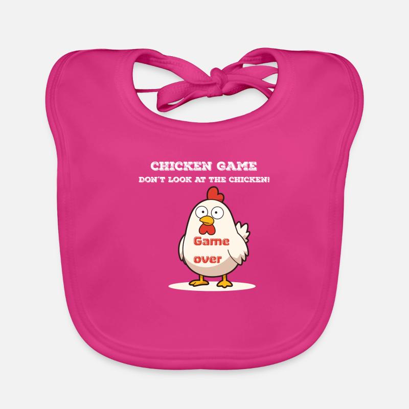 Jeu de poulet blanc - Bavoir bio Bébé - fuchsia