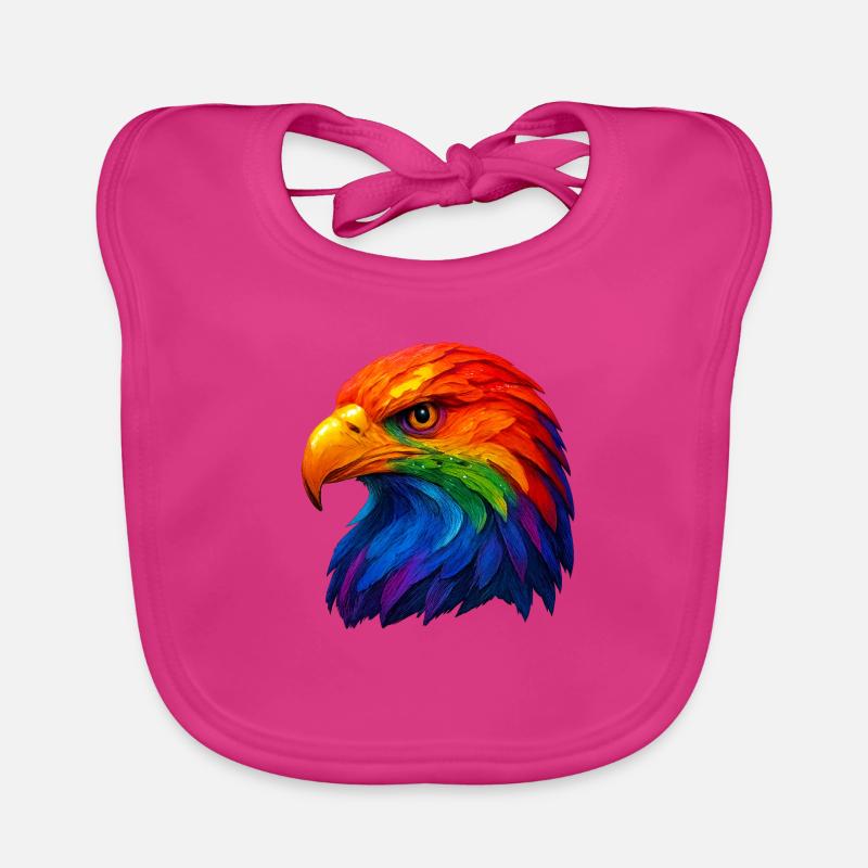 Plume de couleur Tête de pygargue à queue blanche Bavoir bio Bébé