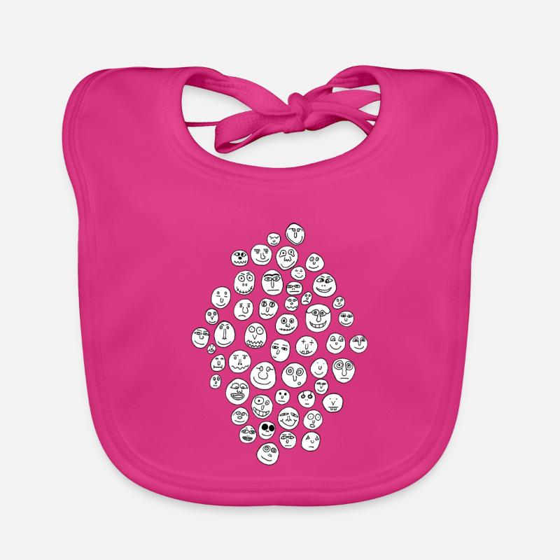 50 visages - Bavoir bio Bébé - fuchsia