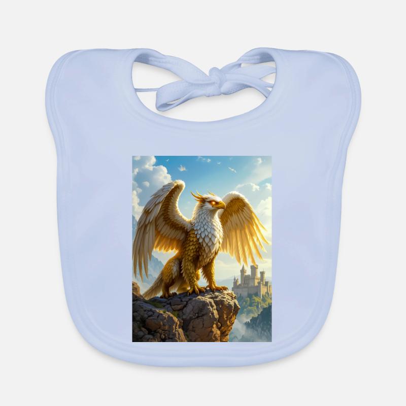 Diving griffin, lion body, eagle wings, hunting Organic Baby Bibs