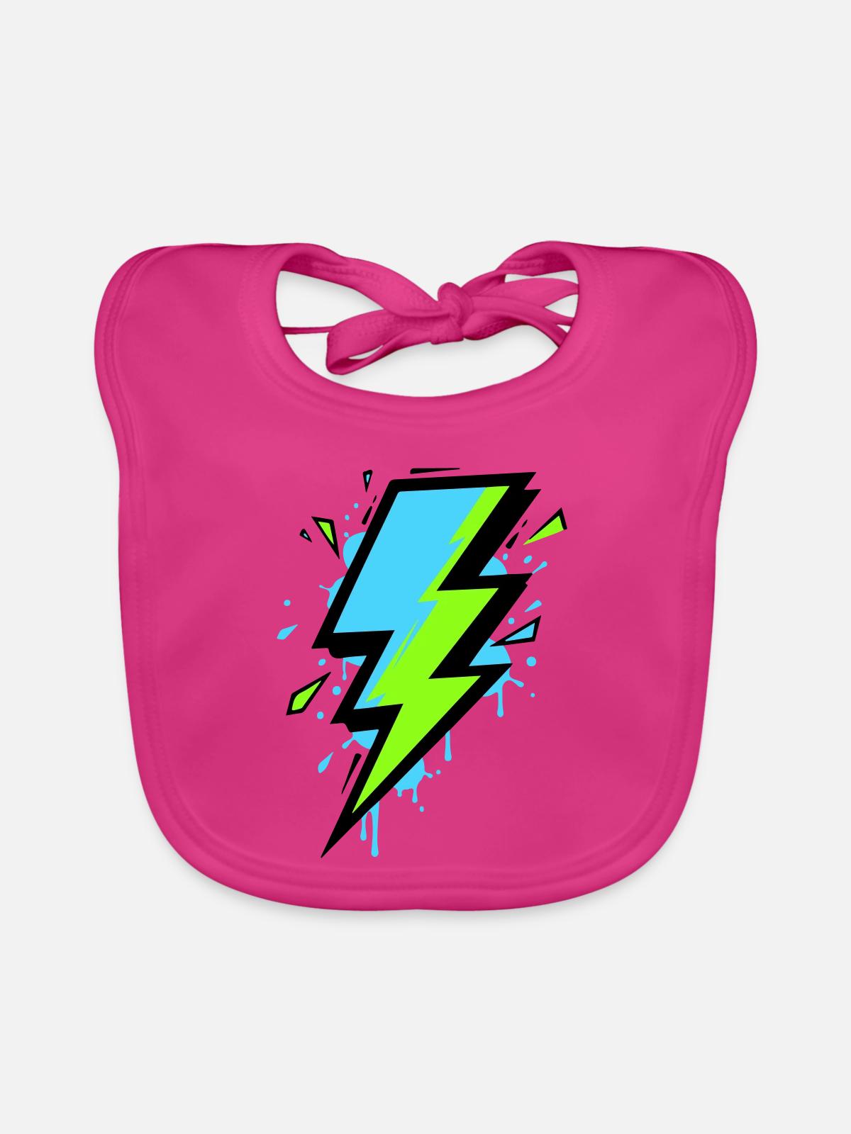 Rayon de l’électricité moderne - Bavoir bio Bébé - fuchsia - Devant