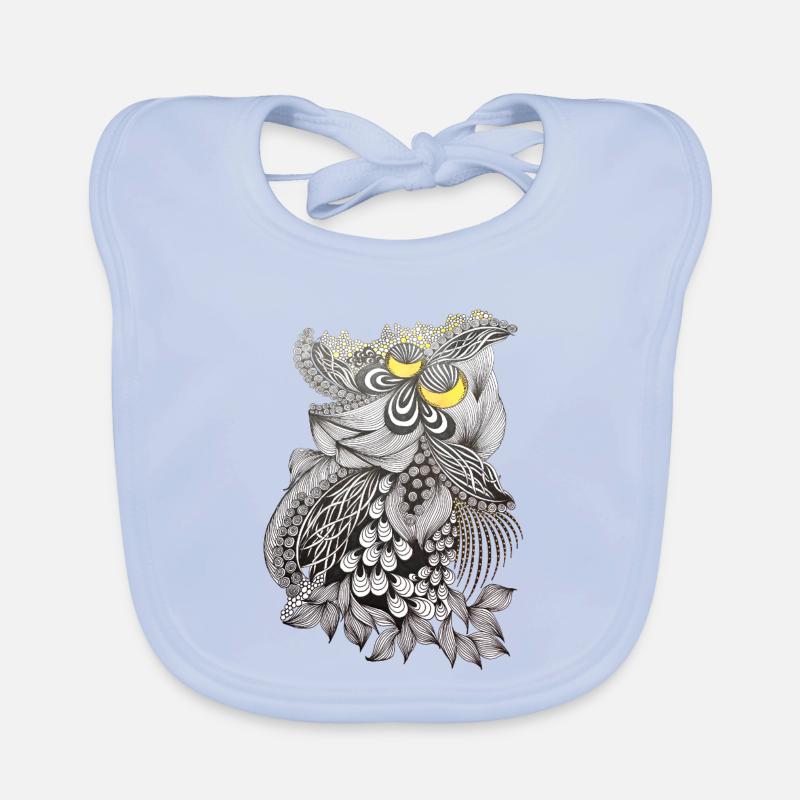 Ornamentblüte Schwarzweiß Muster mit Gelb Baby Bio-Lätzchen