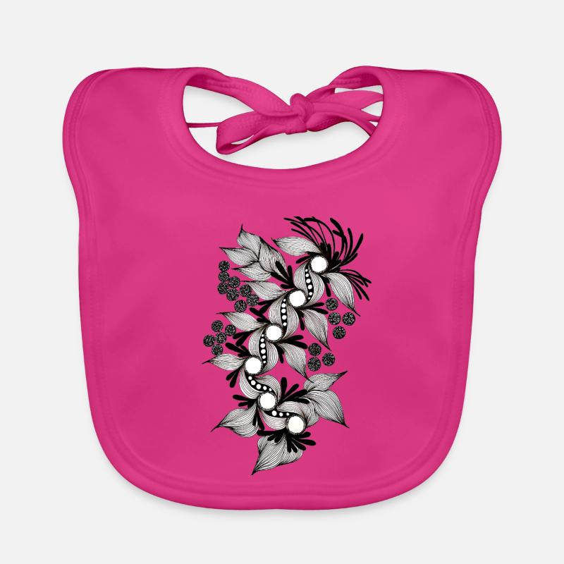 Spirale de fleurs noires et blanches Bavoir bio Bébé