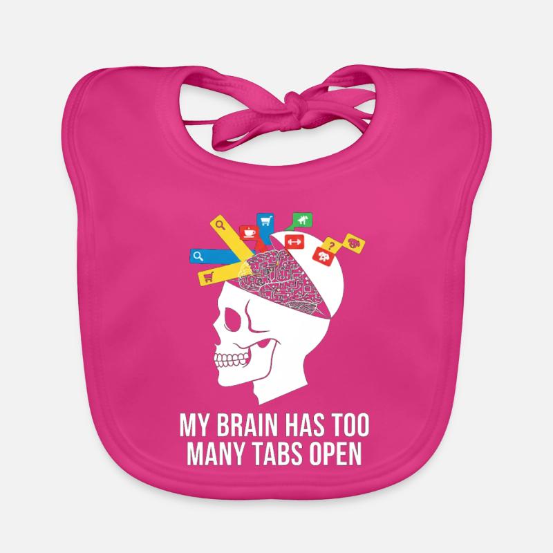 Tabs Open Skull Brain Meme Organic Baby Bibs