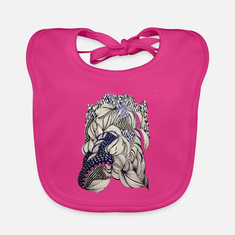 Indigo Leaf Weave Pattern Organic Baby Bibs