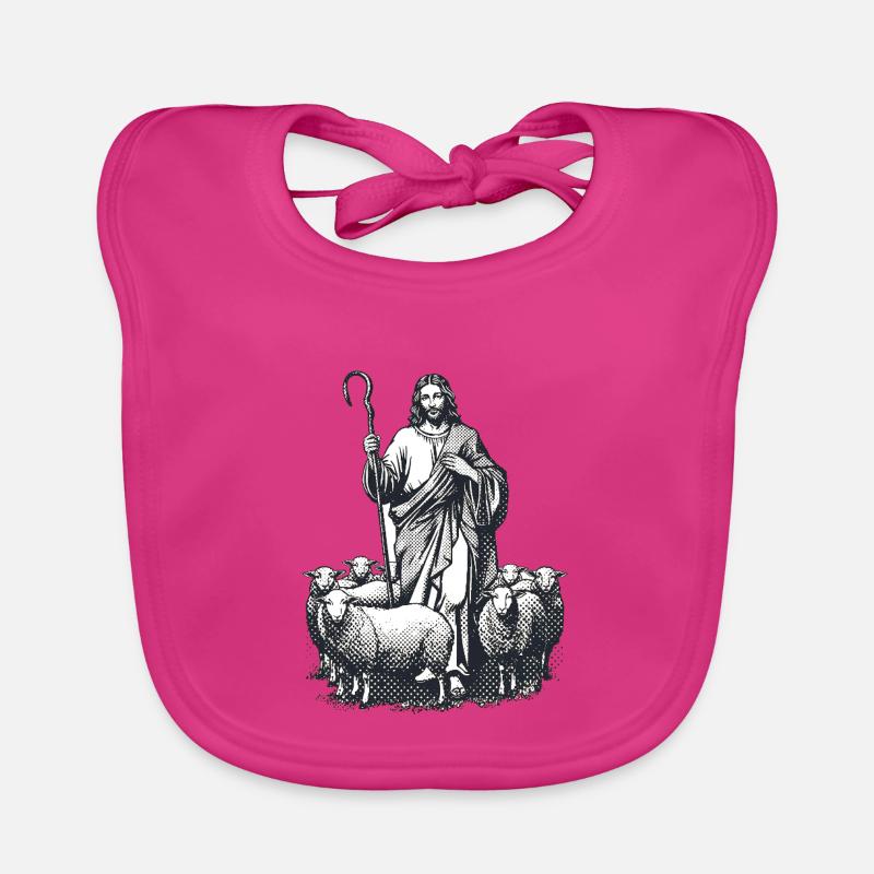 Shepherd Jesus with Flock Organic Baby Bibs