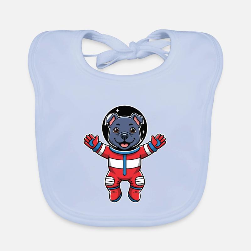 Chien Staffy Astronaute Espace Couleur Bavoir bio Bébé