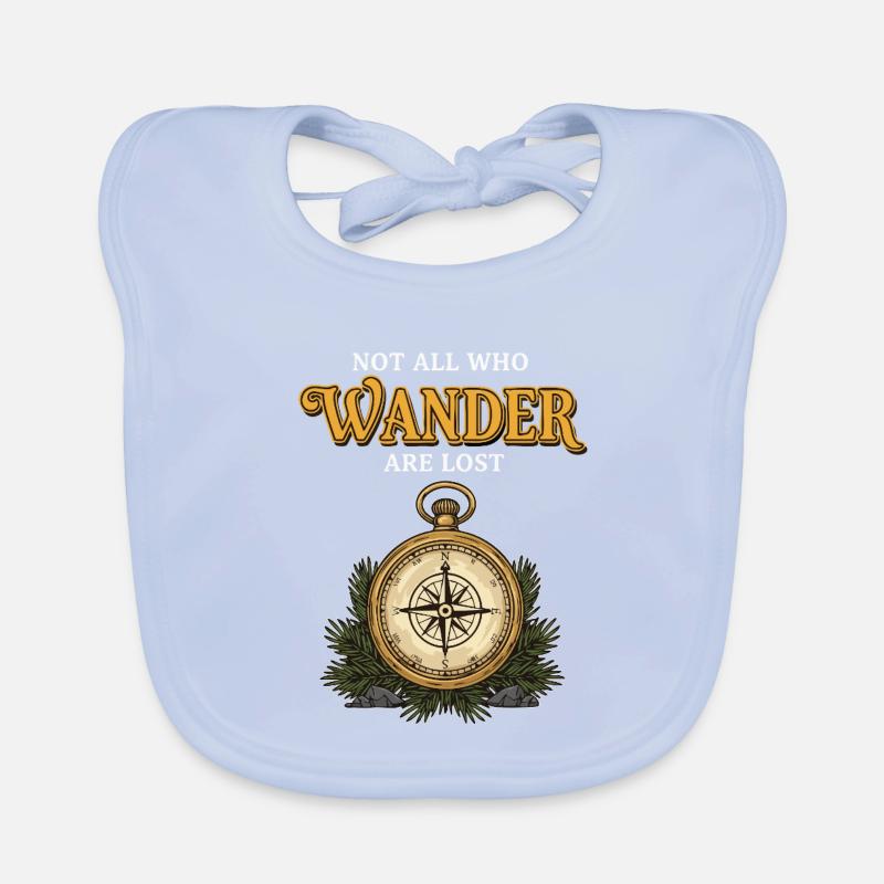 Camping Compass Humor Quote Wander Lost Organic Baby Bibs