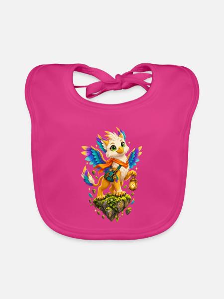 Leuchtender Farbengriffin - Baby Bio-Lätzchen - Fuchsia