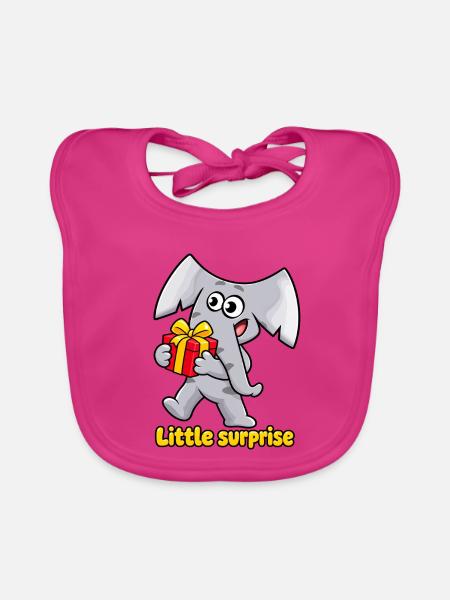 Kleine Überraschung Charlie, der Elefant - Baby Bio-Lätzchen - Fuchsia - Vorne