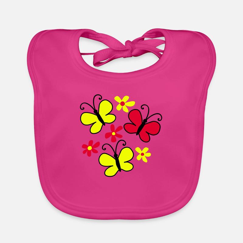 papillons - Bavoir bio Bébé - fuchsia