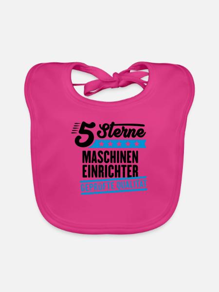 5Sterne Maschineneinrichter - Baby Bio-Lätzchen - Fuchsia - Vorne