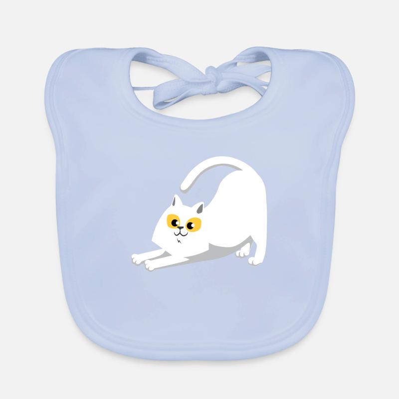 Chat blanc qui s'étend Bavoir bio Bébé