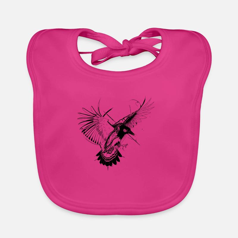 Corbeau - Bavoir bio Bébé - fuchsia
