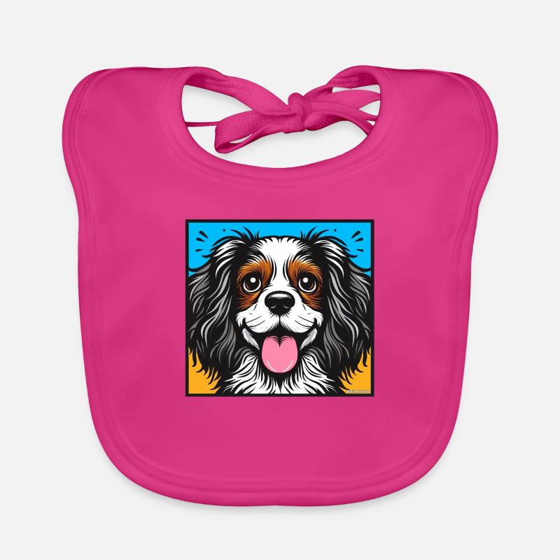 King Charles Cavalier Pop art Organic Baby Bibs