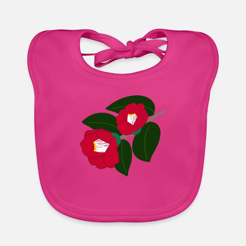 two red camellia flowers Organic Baby Bibs