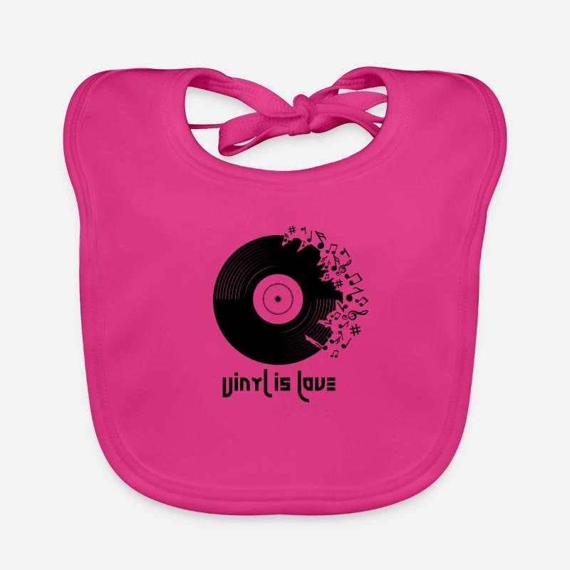 Le vinyle est amour - Bavoir bio Bébé - fuchsia