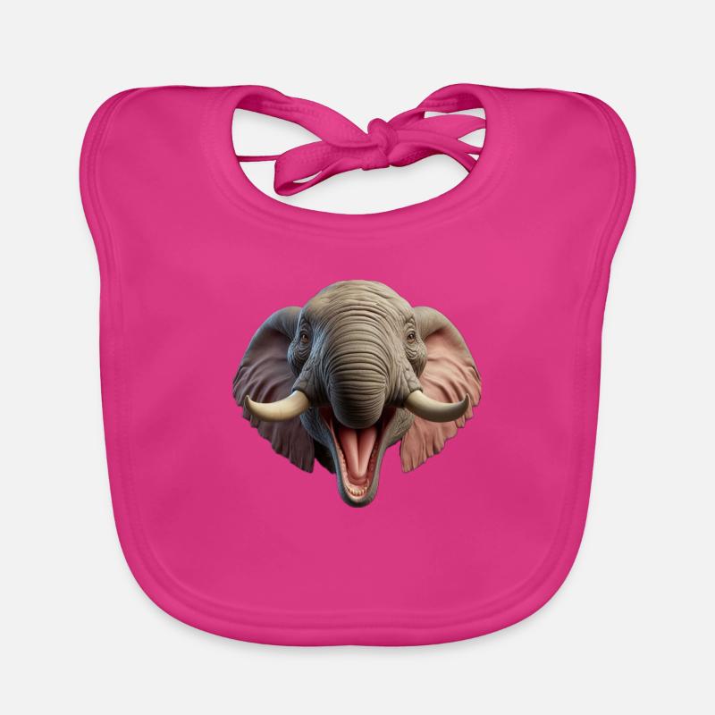 Lachender Elefant 2 - Baby Bio-Lätzchen - Fuchsia
