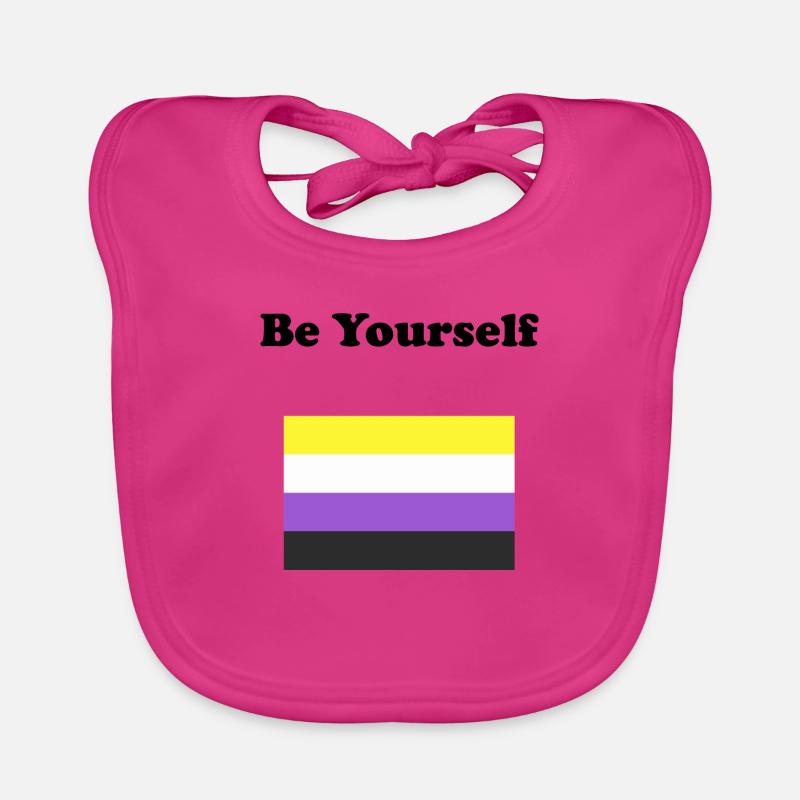 Drapeau non binaire Soyez vous-même - Bavoir bio Bébé - fuchsia