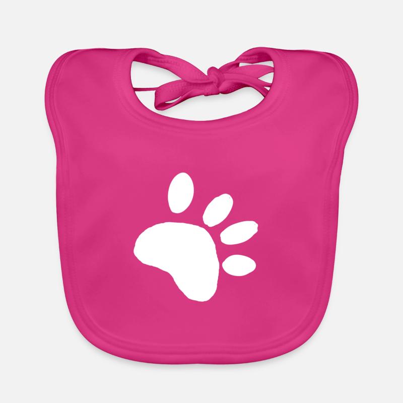 Pfoten Liebe - white - Baby Bio-Lätzchen - Fuchsia