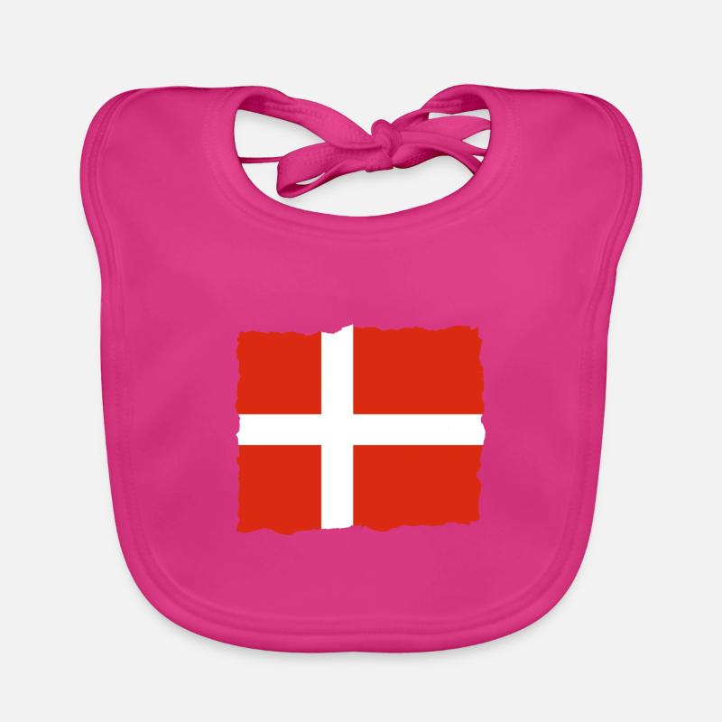 Drapeau du Danemark Drapeau de la Scandinavie Drapeau du Danemark Voyage Bavoir bio Bébé
