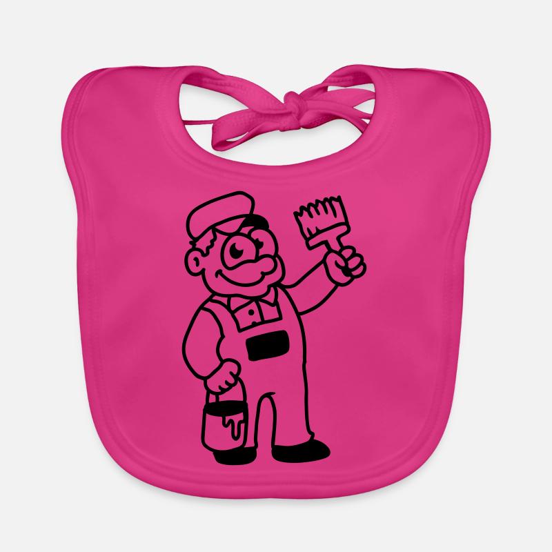 Painter with brush and paint - line Organic Baby Bibs