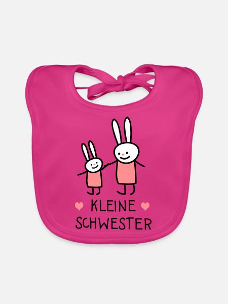 kleine Schwester (Hasen) - Baby Bio-Lätzchen - Fuchsia