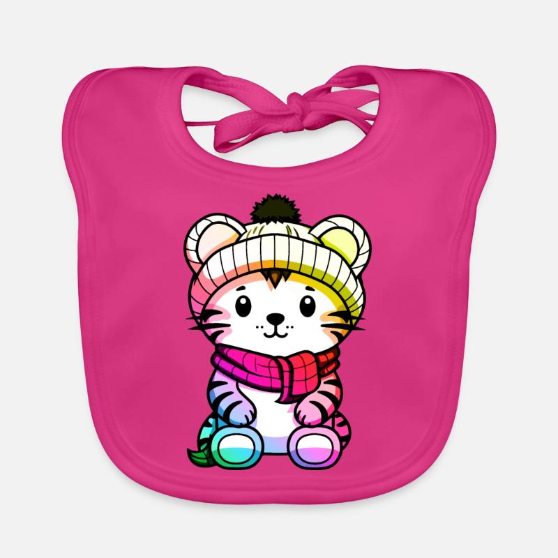 Tiger Winter Tier Bunt Comic Baby Bio-Lätzchen