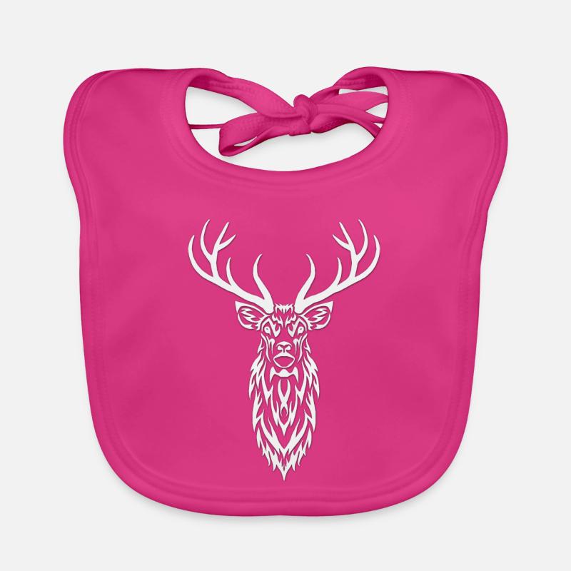 Portrait de cerf blanc - Bavoir bio Bébé - fuchsia