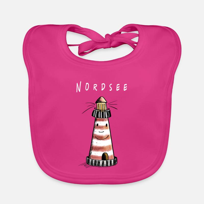 Lustiger Nordsee Leuchtturm Comic - Baby Bio-Lätzchen - Fuchsia