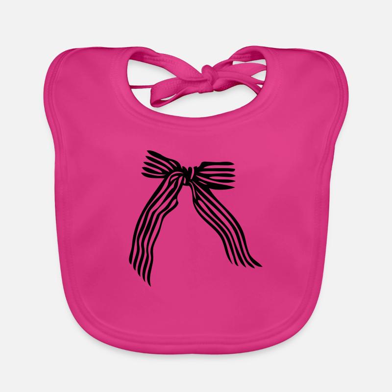 Stripes pattern ribbon - Organic Baby Bibs - fuchsia