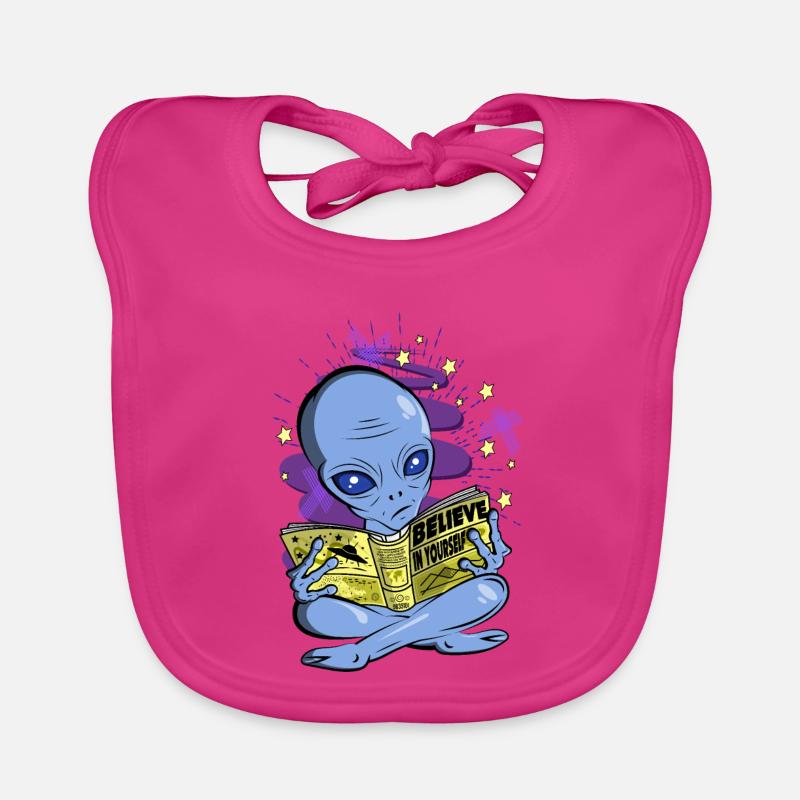 Alien - Croyez en vous - Bavoir bio Bébé - fuchsia