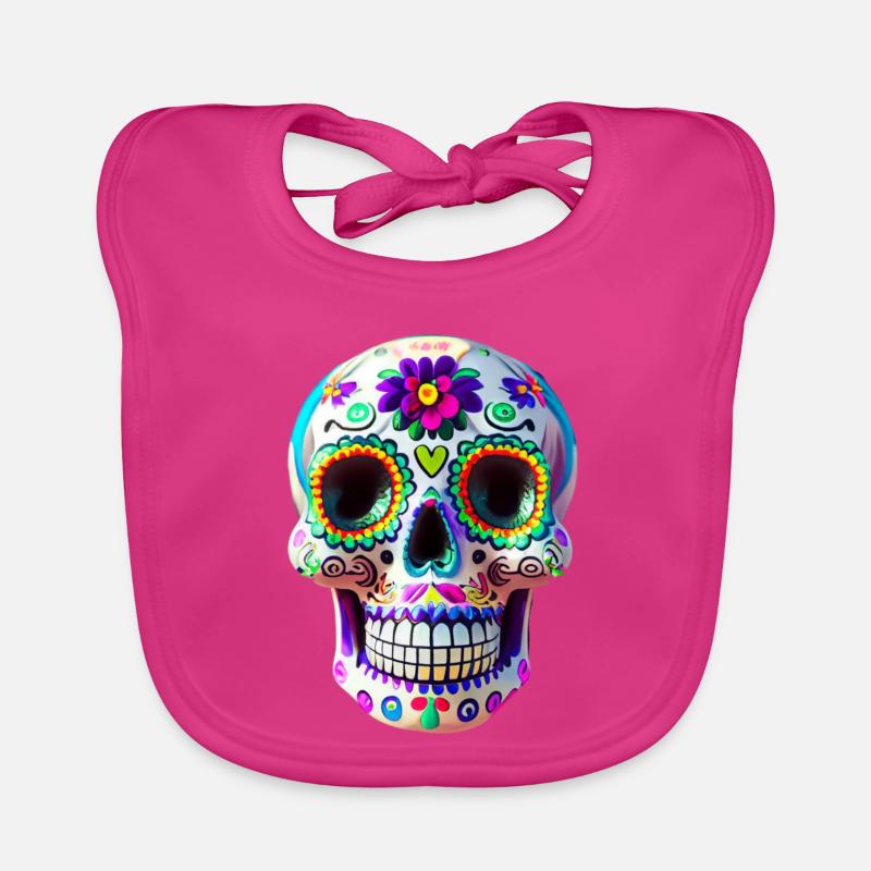 Dia de los Muertos - Bavoir bio Bébé - fuchsia