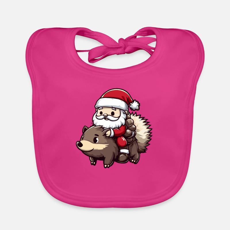 Igel Weihnachtsmann Baby Bio-Lätzchen