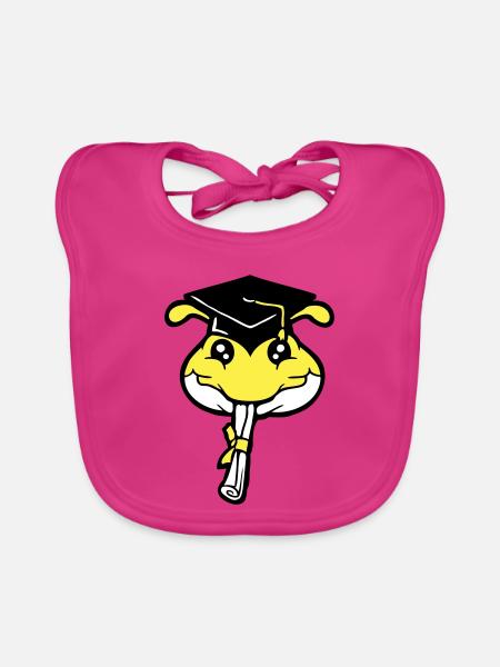 Caterpillar High School Graduation Passed College Worm - Organic Baby Bibs - fuchsia - Front