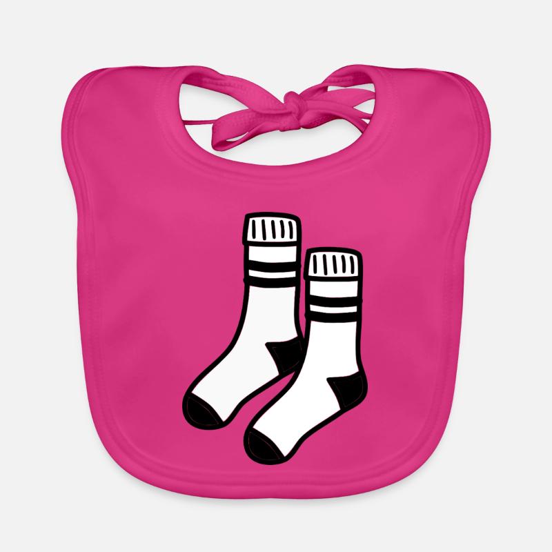 Weiße Socken - Baby Bio-Lätzchen - Fuchsia