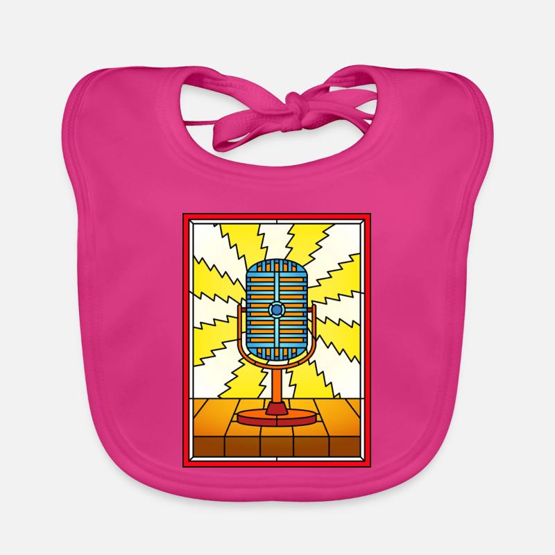 Retro Microphone Lightning Burst Organic Baby Bibs