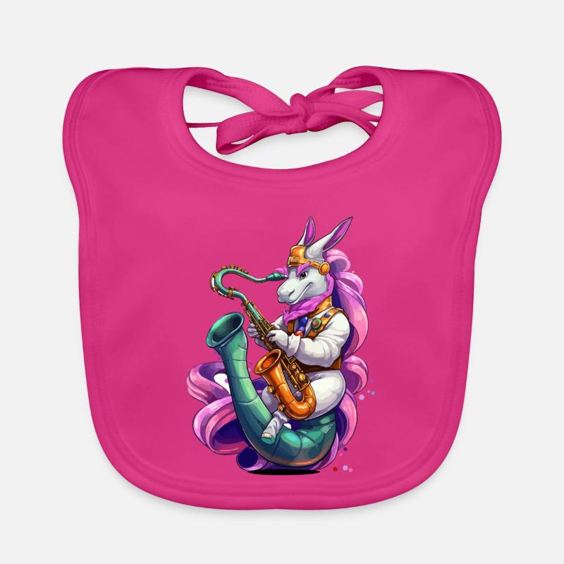 Funkelndes Einhorn Saxophon Baby Bio-Lätzchen