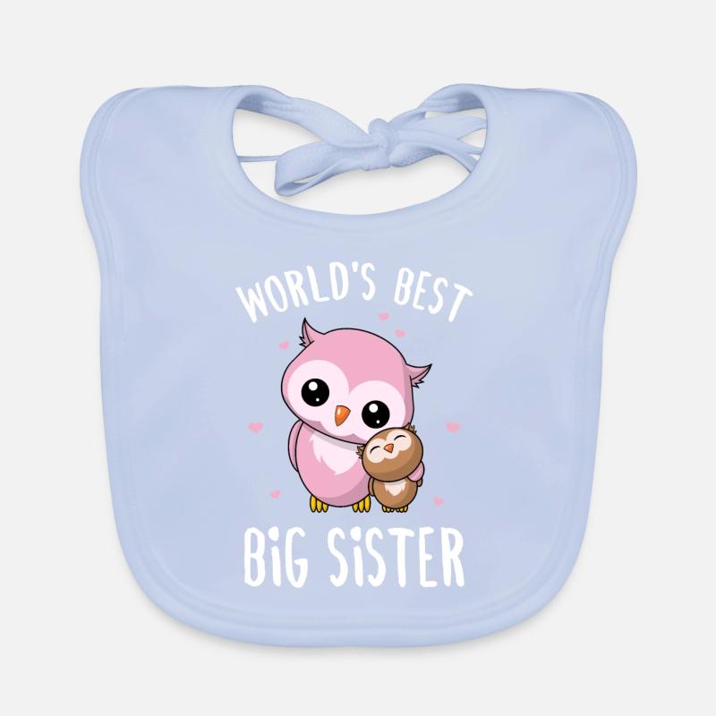 World's Best Big Sister - Große Schwester Eulen Baby Bio-Lätzchen