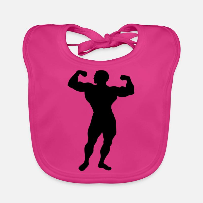 Bodybuilder silhouette Organic Baby Bibs