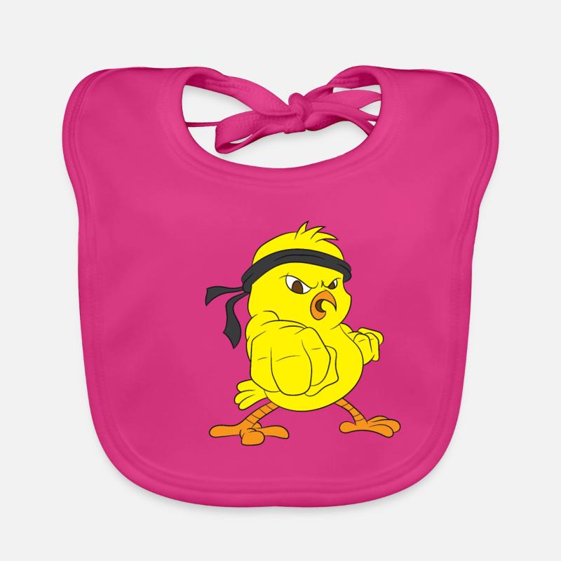 Karaté poussin oiseau - Bavoir bio Bébé - fuchsia