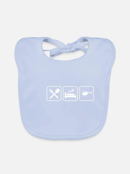 Helicopter - Eat, Sleep, Fly Helicopter - Baby Bio-Lätzchen - sky Blue - Vorne
