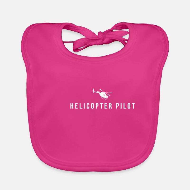Helicopter - Pilote d’hélicoptère - Bavoir bio Bébé - fuchsia