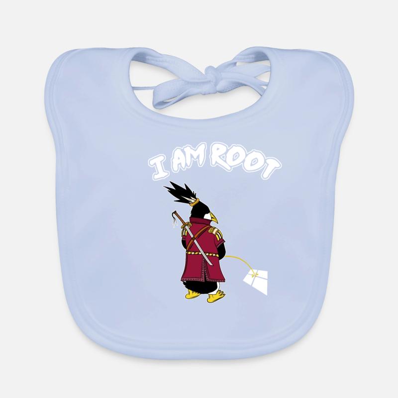 Linux Pinguin I Am Root Geeks Nerd Computer Ninja Baby Bio-Lätzchen