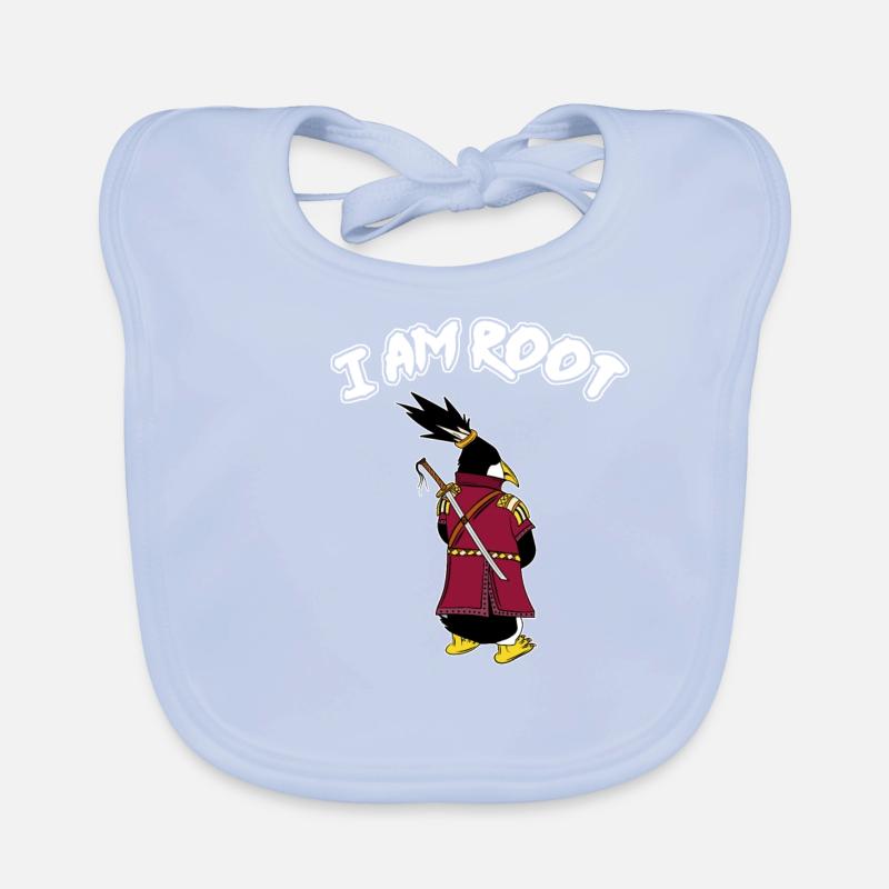 Linux Pinguin I Am Root Geeks Nerd Computer Ninja Baby Bio-Lätzchen