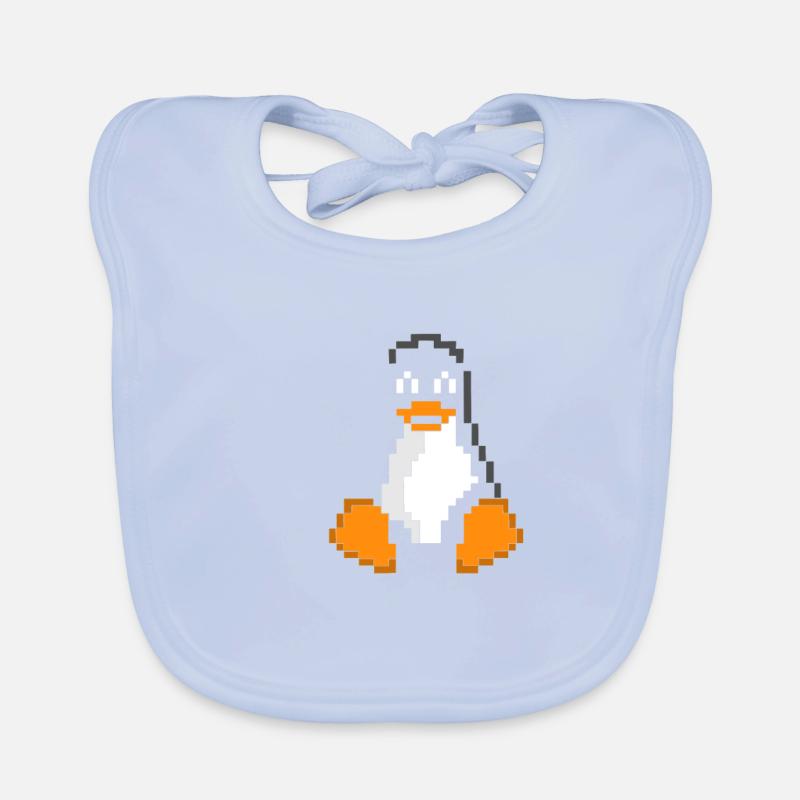 Linux Penguin Pixel Art Sys Admins Computer Hacker Organic Baby Bibs