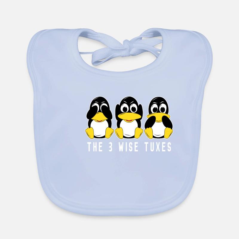 3 Linux Pinguine höre sehen sprechen Informatiker Baby Bio-Lätzchen