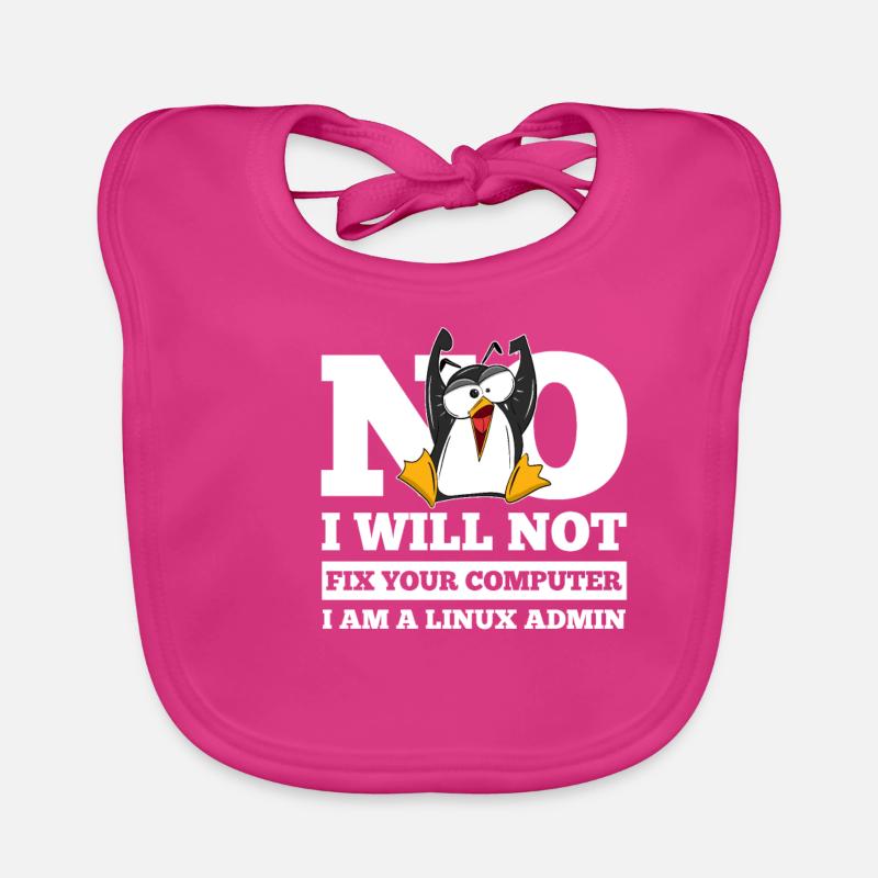 Linux SysAdmin Hacker Coder Penguin Computer Fix Organic Baby Bibs